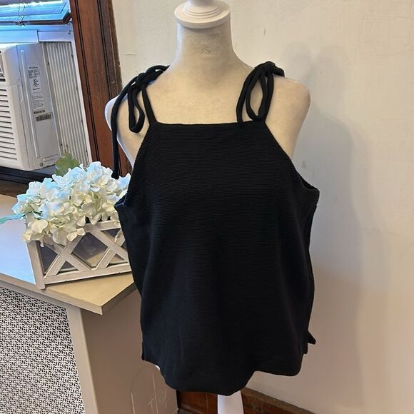 Madewell black shoulder tie tank top Size L New - Picture 2 of 9